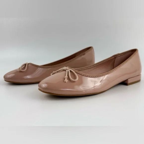 Madden Girl Beige Ballet Patent Leather Slip-On Flats, Women's size 7M, Bow Tie - Picture 4 of 9